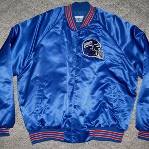 New York Giants Jacket Blue Satin Bomber Jacket Size XL USA Made